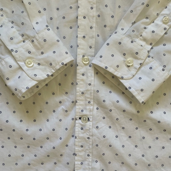 Gap Mens L White Blue Slim Fit Casual Button Down Cotton Shirt Long Sleeve - Picture 5 of 7